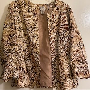 Chico’s Size 3 Animal Print Jacket, XL